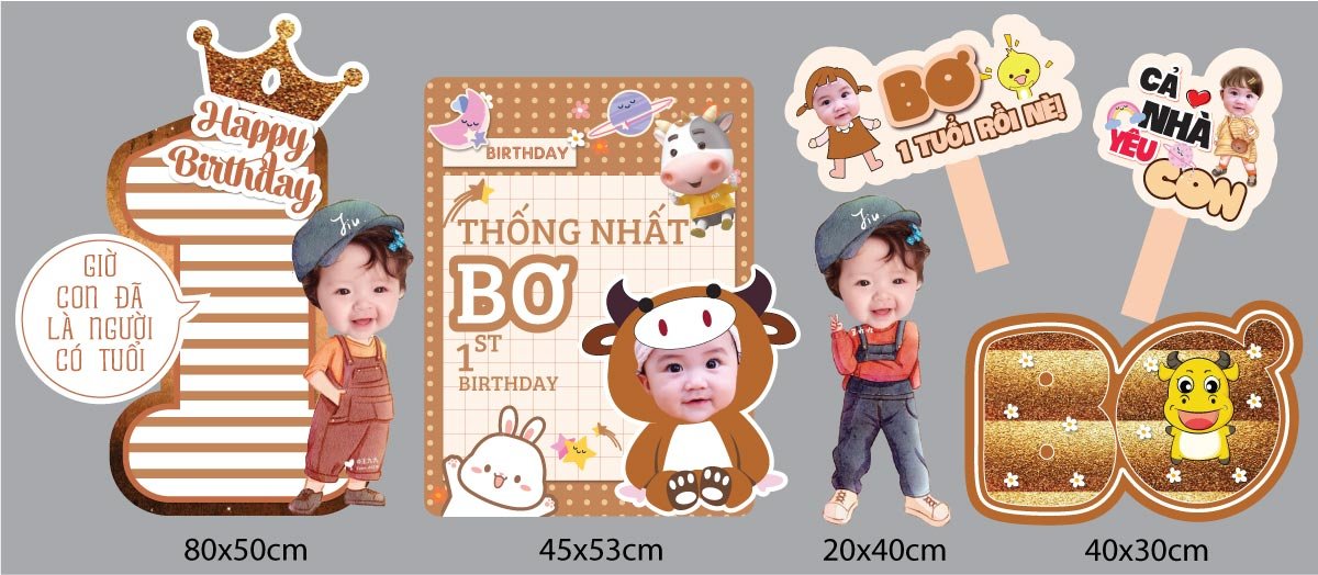 Chibi sinh nhật bé trai 1 tuổi
