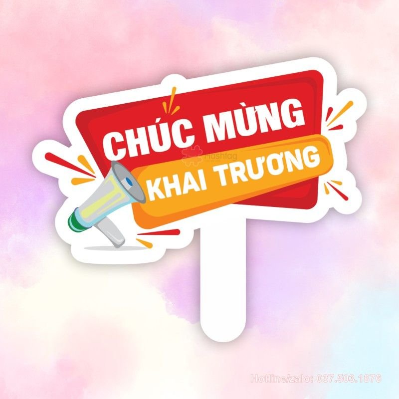 Hashtag cầm tay Chúc mừng khai trương
