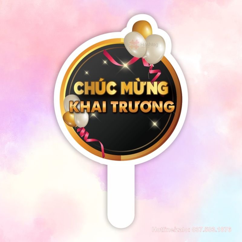Hashtag cầm tay Chúc mừng khai trương