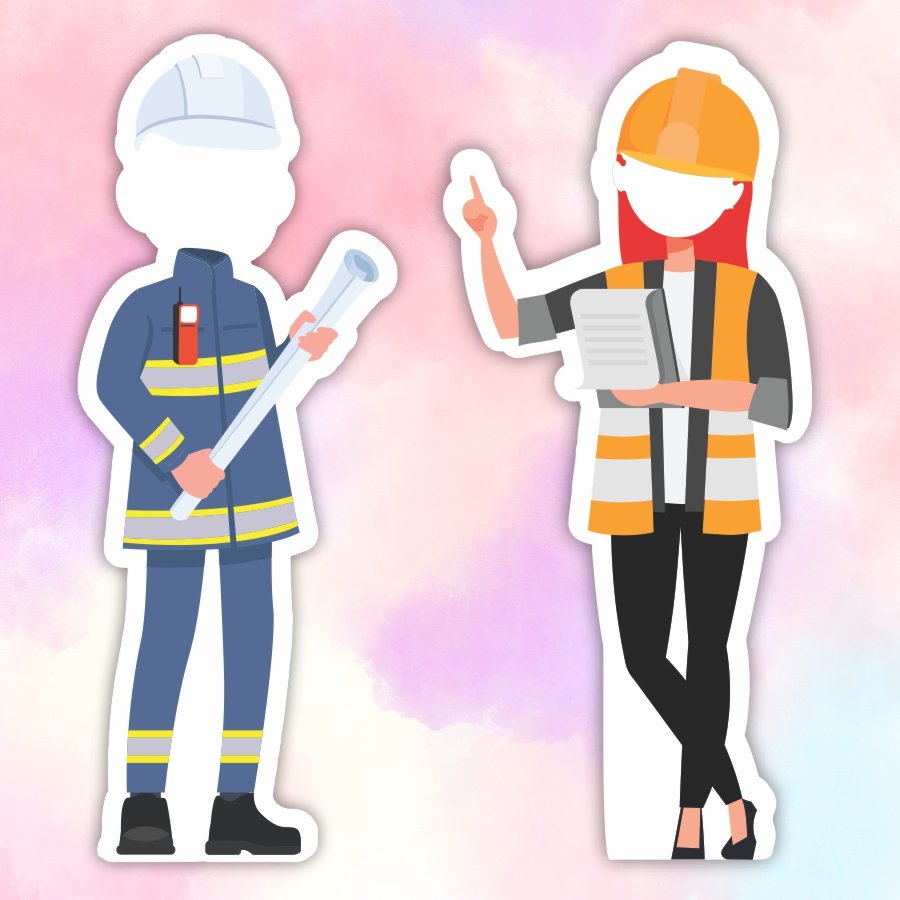 standee hinh nguoi ky su xay dung Standee mô hình người kỹ sư xây dựng