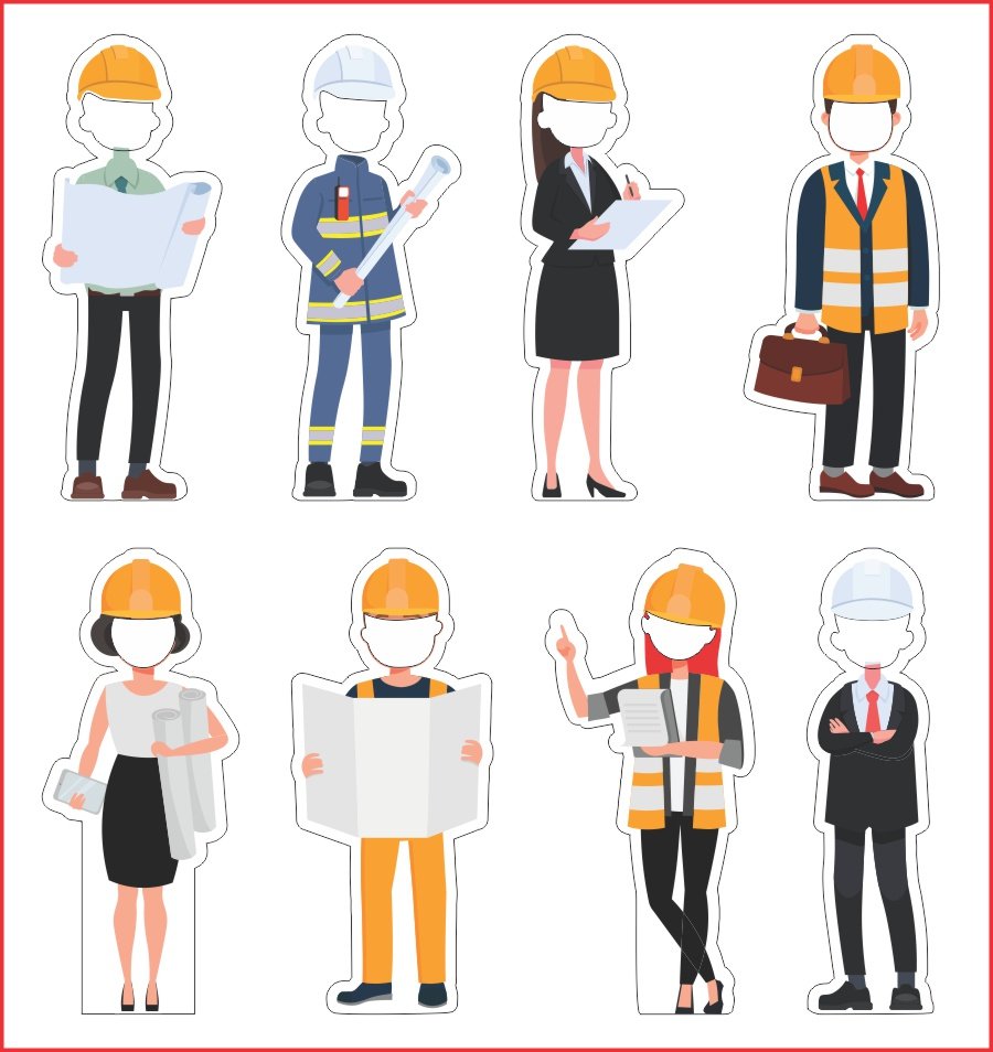 standee mo hinh ky su xay dung Standee mô hình người kỹ sư xây dựng