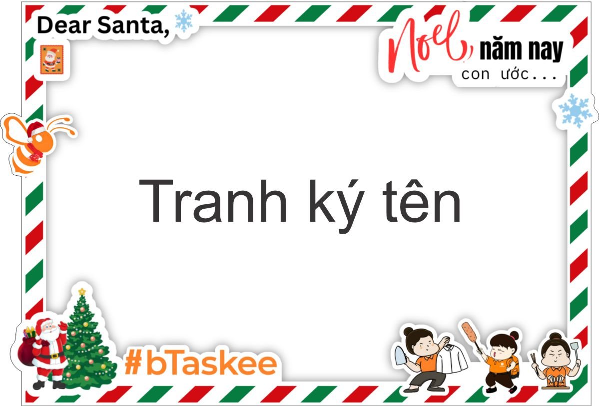 Tranh ký tên noel công ty bTaskee