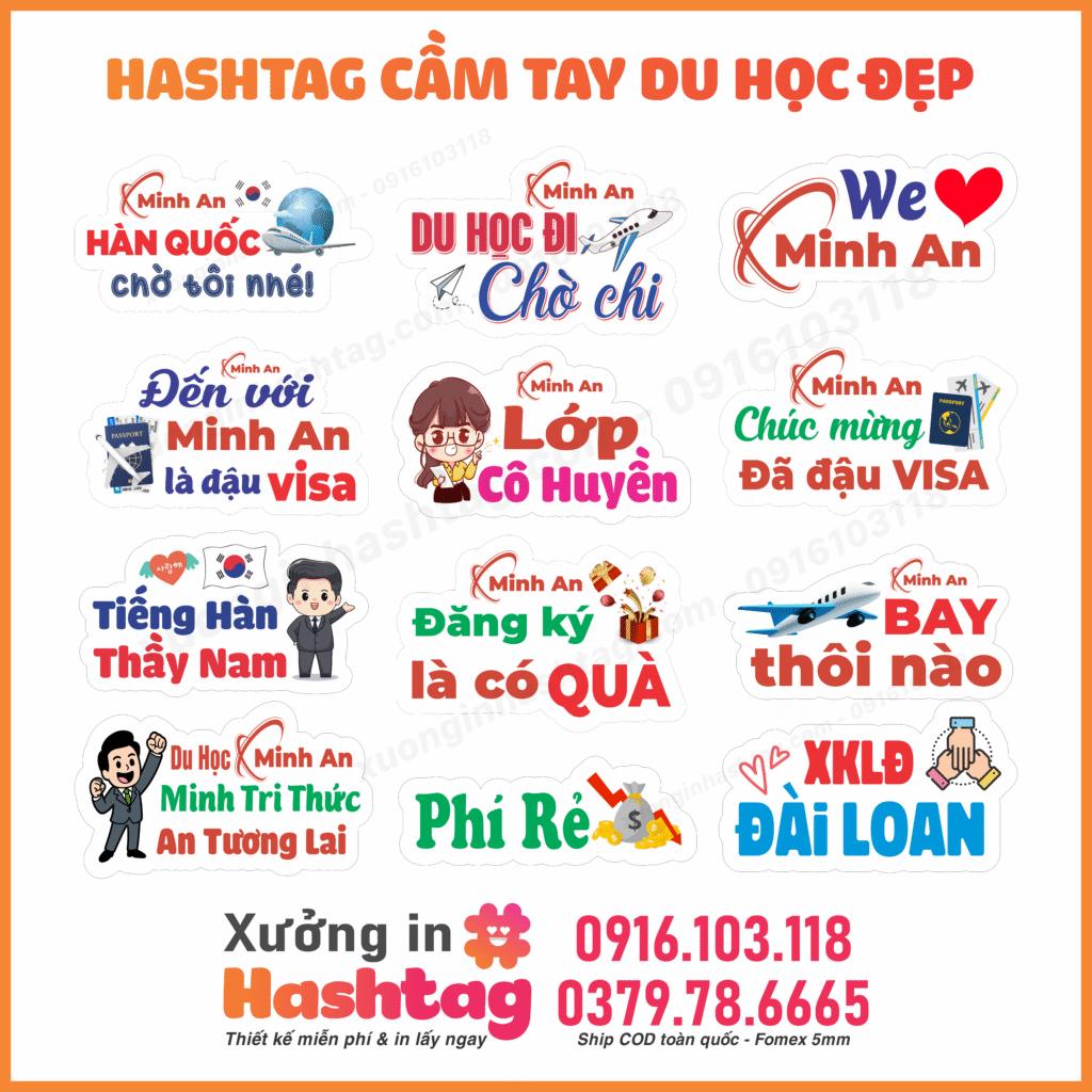 Hashtag cầm tay du học công ty Minh An