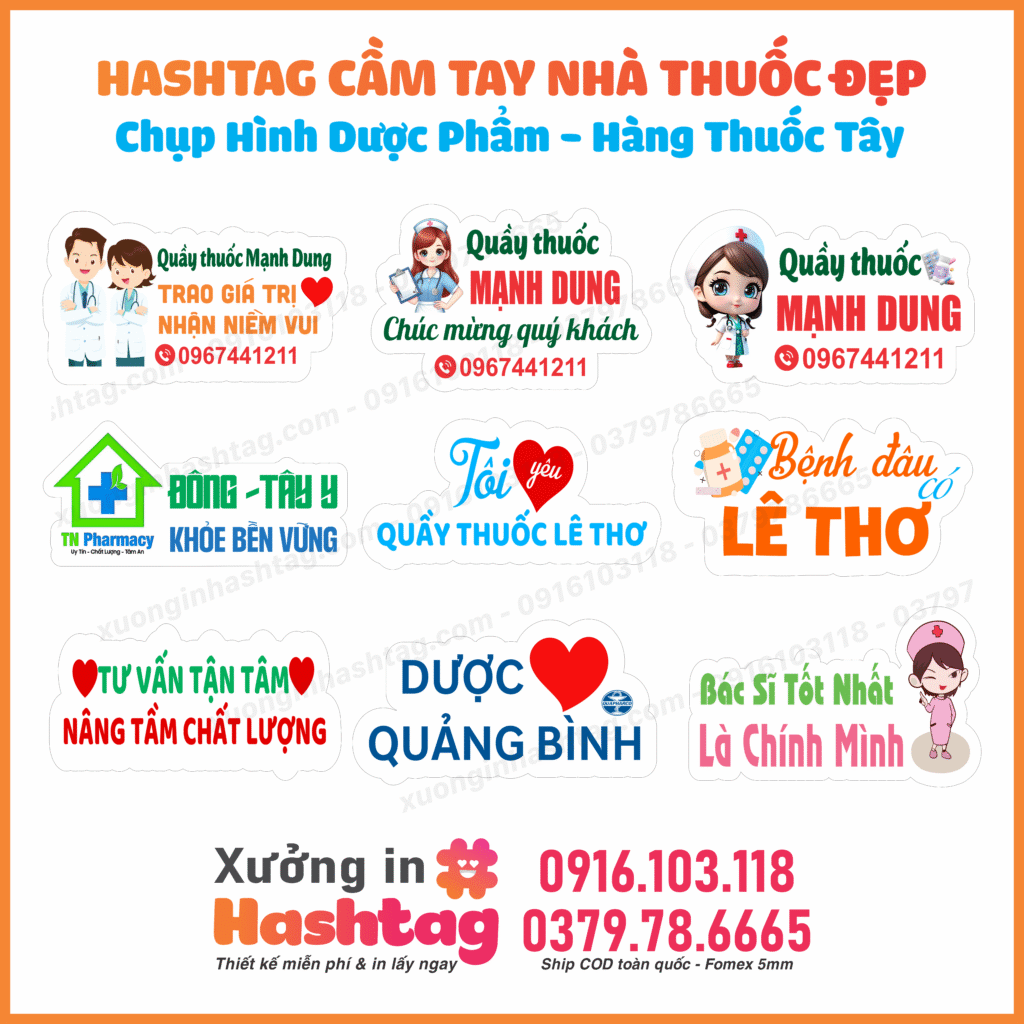 Mẫu Hashtag Cầm Tay Nhà Thuốc Đẹp, Dễ Viral