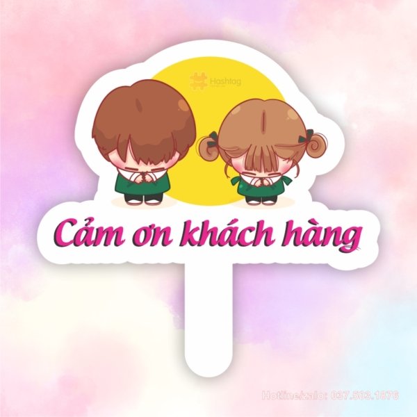 Hashag cầm tay Cảm ơn khách hàng