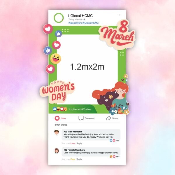 Khung chụp hình ngày Quốc tế Phụ nữ 8/3 công ty I-Glocal HCMC