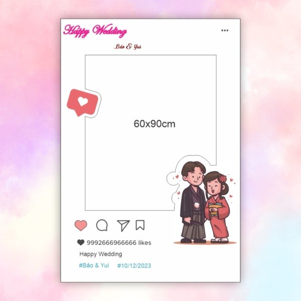 Khung chụp hình đám cưới Happy Wedding