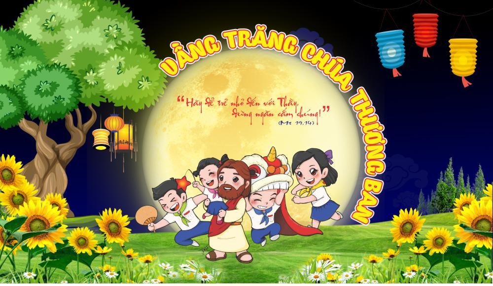 Backdrop vầng trăng chúa thương ban mẫu tt044