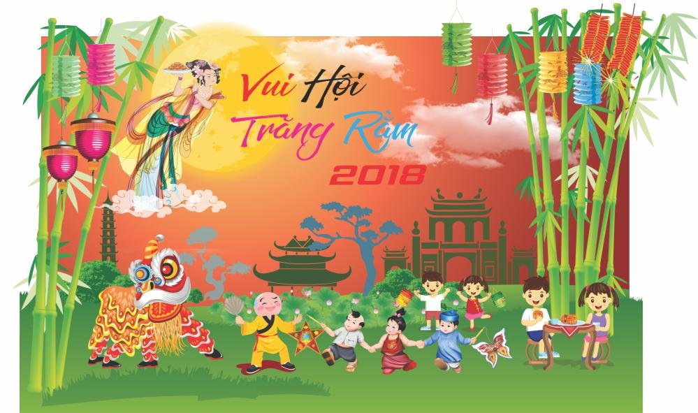 Backdrop vui hội trăng rằm mẫu tt025