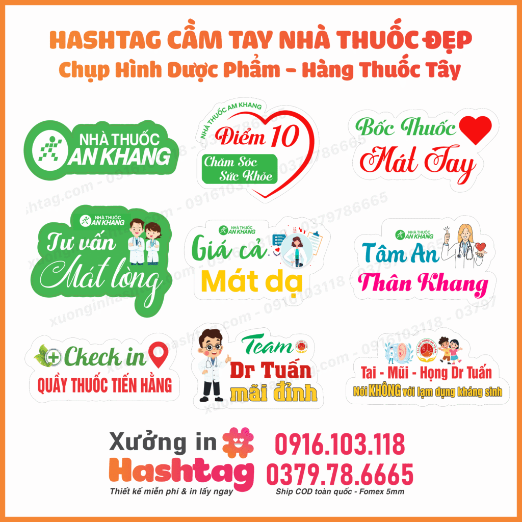 Hashtag cầm tay nhà thuốc An Khang đẹp check in chụp hình 