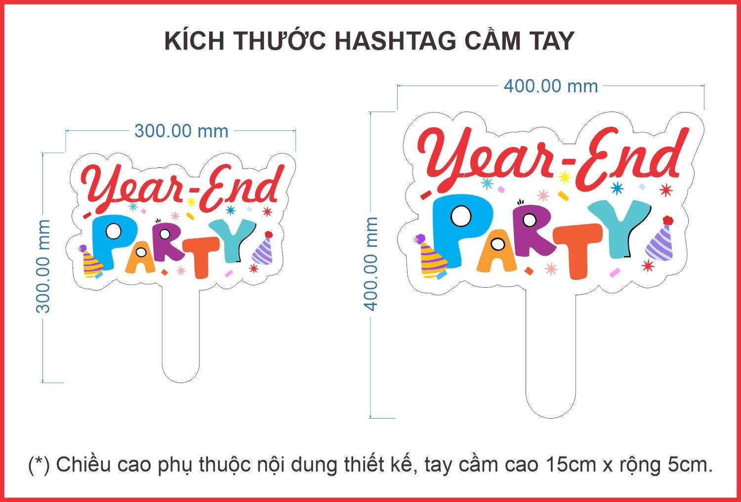 Kích thước hashtag cầm tay