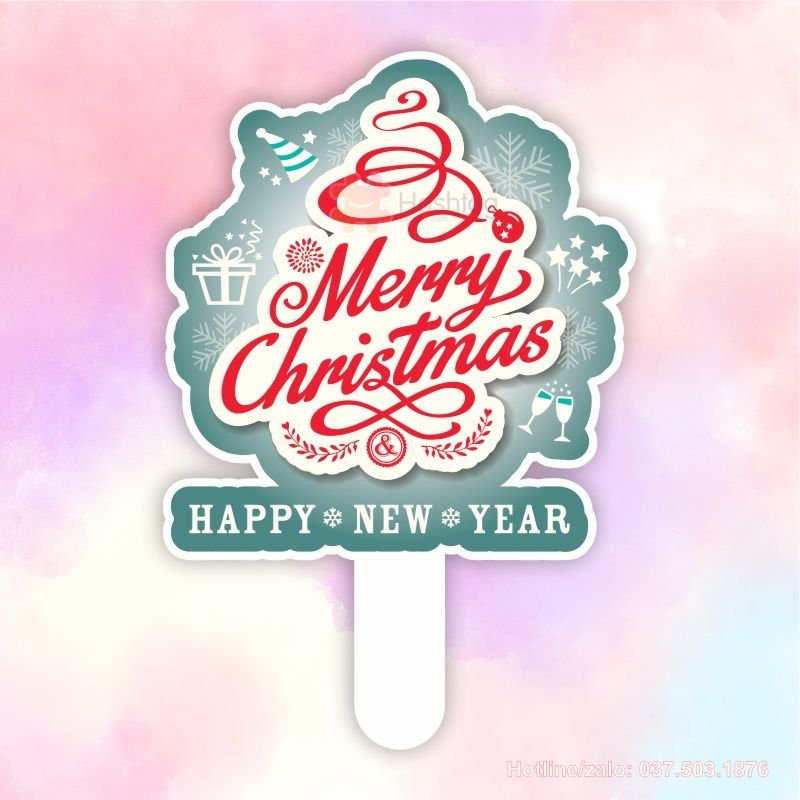 Hashtag cầm tay merry christmas and happy new year